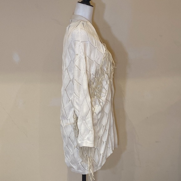 SELECTED | Size S | Knit cardigan with fringe | color Jet stream (light cream) - Picture 2 of 12